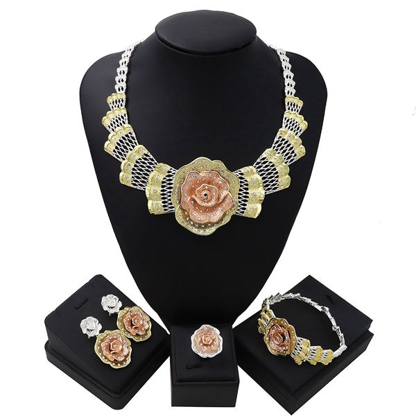 tsround dubai gold jewelry sets for women nigerian african bridal wedding ensemble bijoux necklace earring set, Silver
tsround dubai gold jewelry sets for women nigerian african bridal wedding ensemble bijoux necklace earring set, Silver