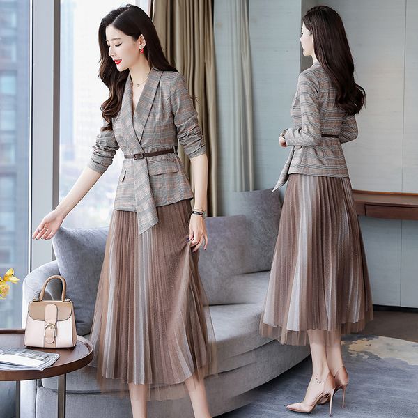 office lady net skirt suits set formall skirt office uniforms women suit women with suit plaid blazer set, White;black
office lady net skirt suits set formall skirt office uniforms women suit women with suit plaid blazer set, White;black