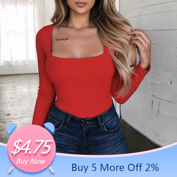 2019 spring fashion women's shirt solid long sleeve square-neck blouse autumn ladies long tight bottom shirt pullover, White
2019 spring fashion women's shirt solid long sleeve square-neck blouse autumn ladies long tight bottom shirt pullover, White