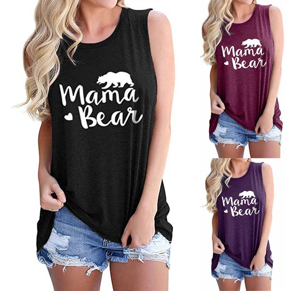 2020 summer ladies tank mama bear letter printed o-neck casual sleeveless loose t-shirt, White
2020 summer ladies tank mama bear letter printed o-neck casual sleeveless loose t-shirt, White