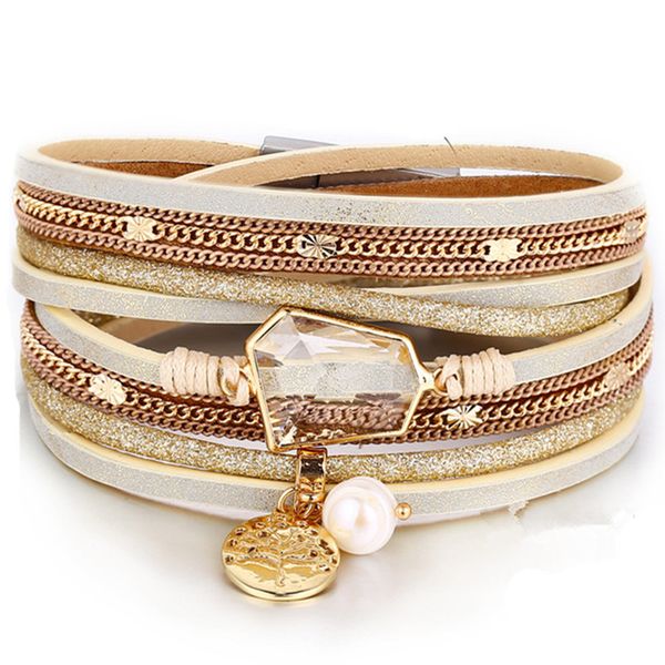 diezi bohemian fashion white rhinestone pearl wrap bracelets for women magnet buckle pu leather sports chain bracelets bangles, Golden;silver
diezi bohemian fashion white rhinestone pearl wrap bracelets for women magnet buckle pu leather sports chain bracelets bangles, Golden;silver