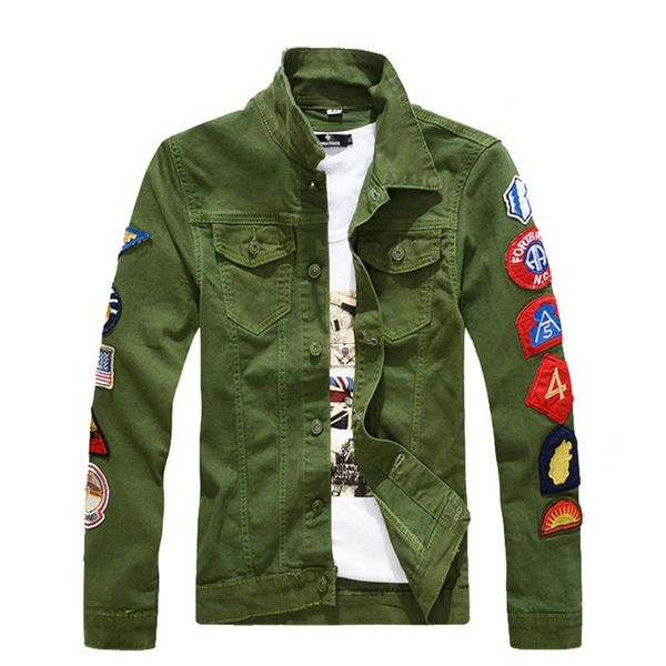 moruancle fashion men punk style hip hop denim jackets with patches slim fit patched jean outerwear army green white, Black;brown
moruancle fashion men punk style hip hop denim jackets with patches slim fit patched jean outerwear army green white, Black;brown