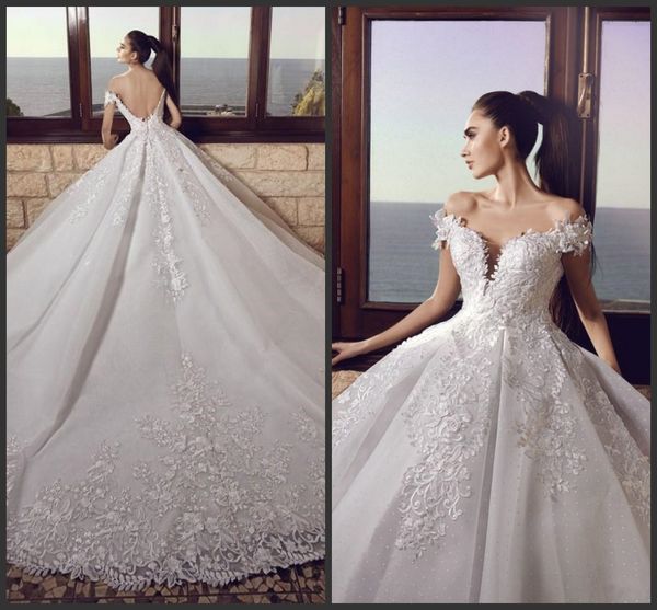 2020 new tony chaaya backless wedding dresses off shoulder plunging neck lace appliques a-line chapel train tulle pleated bridal gowns, White
2020 new tony chaaya backless wedding dresses off shoulder plunging neck lace appliques a-line chapel train tulle pleated bridal gowns, White