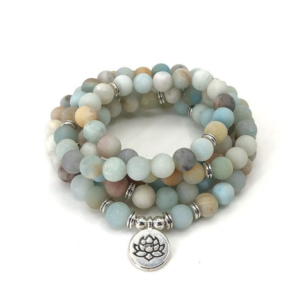 beaded, strands multilayer mala bracelet "lotus" of 108 pearls in natural amazonite stone for women men rosary yoga jewelry access, Black
beaded, strands multilayer mala bracelet "lotus" of 108 pearls in natural amazonite stone for women men rosary yoga jewelry access, Black