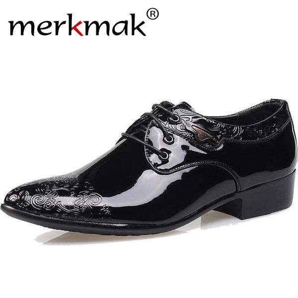merkmak fashion men dress shoes mens patent leather shoes lace up black wedding business carved oxfords man pointed toe flats
merkmak fashion men dress shoes mens patent leather shoes lace up black wedding business carved oxfords man pointed toe flats