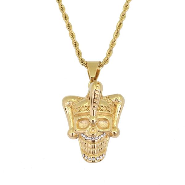 hip hop skull clown diamonds pendant necklaces for men western luxury necklace stainless steel cuban chains rhinestone jewelry, Silver
hip hop skull clown diamonds pendant necklaces for men western luxury necklace stainless steel cuban chains rhinestone jewelry, Silver