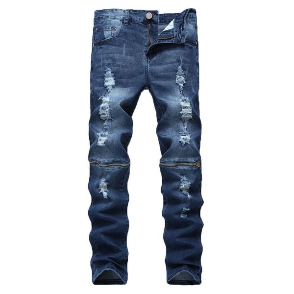 men stylish ripped jeans pants biker slim straight hip hop frayed denim trousers new fashion skinny jeans, Blue
men stylish ripped jeans pants biker slim straight hip hop frayed denim trousers new fashion skinny jeans, Blue