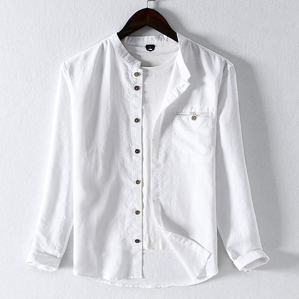2020 spring stand collar cotton and linen shirt men brand casual white shirts for men long-sleeved solid shirt mens fashion, White;black
2020 spring stand collar cotton and linen shirt men brand casual white shirts for men long-sleeved solid shirt mens fashion, White;black