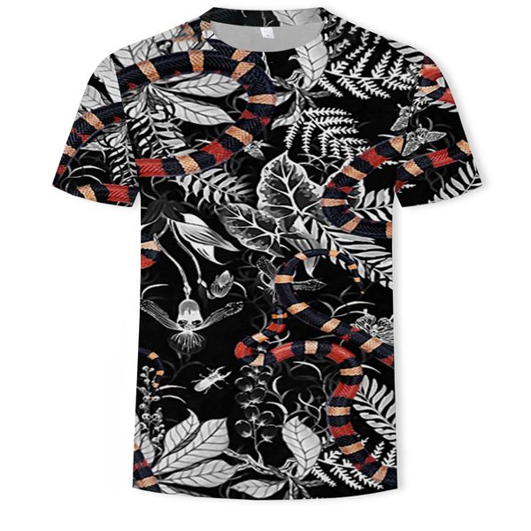mens designer short-sleeved animal pattern t-shirt 3d digital printing snake style, White;black
mens designer short-sleeved animal pattern t-shirt 3d digital printing snake style, White;black