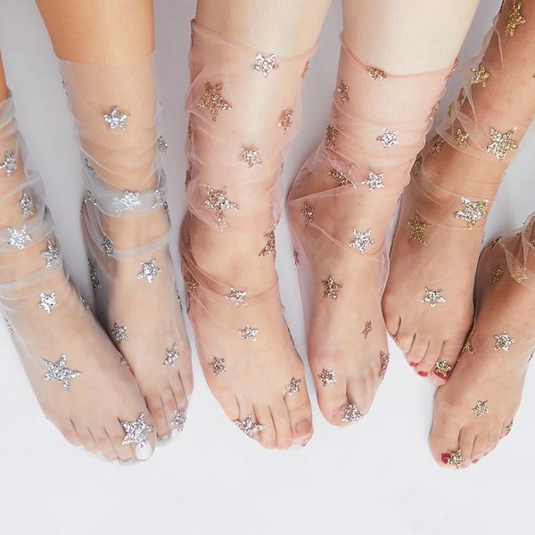glitter star soft mesh socks women transparent elastic sheer ankle socks thin sheer mesh hosiery, Black;white
glitter star soft mesh socks women transparent elastic sheer ankle socks thin sheer mesh hosiery, Black;white