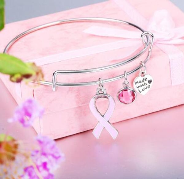 pink ribbon breast cancer charm bracelets new designer extendable wire cute bracelet bangle gift for women nursing survivor jewelry gb1415, Black
pink ribbon breast cancer charm bracelets new designer extendable wire cute bracelet bangle gift for women nursing survivor jewelry gb1415, Black