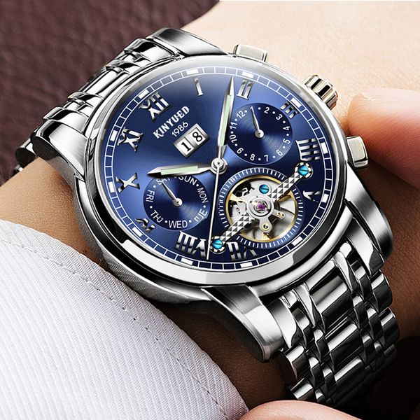 high end men's business watch tourbillon automatic mechanical watch stainless steel strap luminous waterproof multi function display ca, Slivery;black
high end men's business watch tourbillon automatic mechanical watch stainless steel strap luminous waterproof multi function display ca, Slivery;black