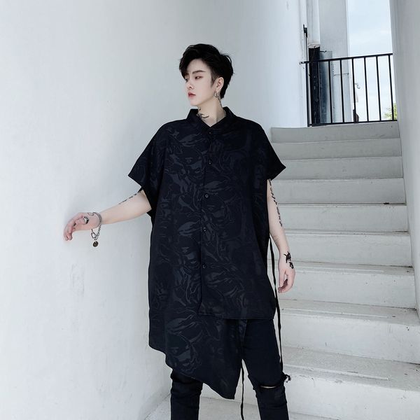 ewq / summer men's wear asymmetric double-breasted loose personalized oversize short-sleeved printting black shirt tide 9y2459, White;black
ewq / summer men's wear asymmetric double-breasted loose personalized oversize short-sleeved printting black shirt tide 9y2459, White;black
