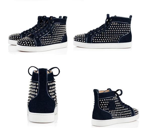 blue suede with spikes toe red bottom sneakers shoes luxury high rivets casual walking round-toe orlato sneakers 35-46, Black
blue suede with spikes toe red bottom sneakers shoes luxury high rivets casual walking round-toe orlato sneakers 35-46, Black