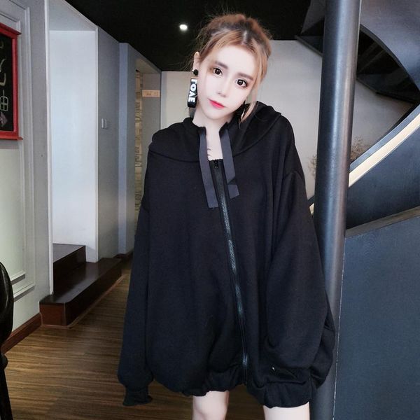 women letter printed batwing sleeve hooded sweatshirt 2018 autumn harajuku zipper lace up hoodies female medium long clothes, Black
women letter printed batwing sleeve hooded sweatshirt 2018 autumn harajuku zipper lace up hoodies female medium long clothes, Black