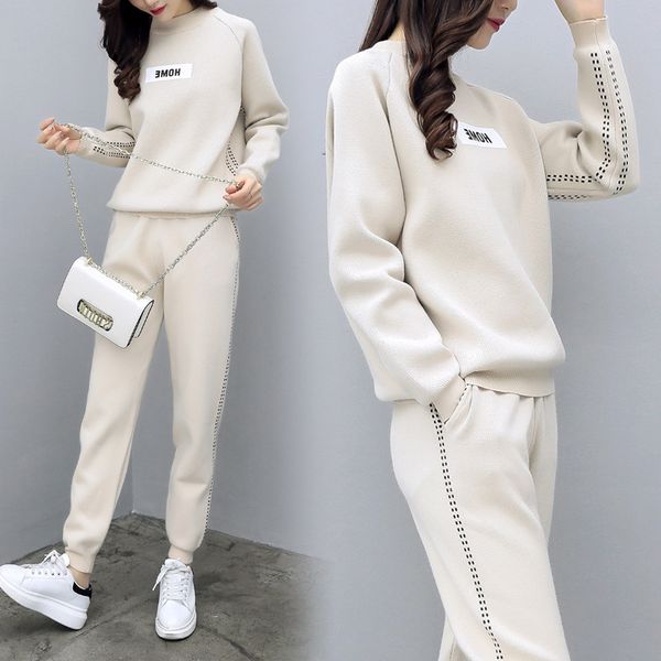 knitted two-piece suit autumn winter women's running suit temperament was thin pants trousers net red fashion sports tide, Black;blue
knitted two-piece suit autumn winter women's running suit temperament was thin pants trousers net red fashion sports tide, Black;blue