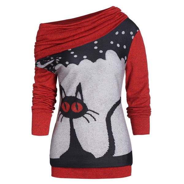 autumn women's sweatershirt pullover casual scarf skew neck cat print long sleeve harajuku oversized hoodie woman clothes, Black
autumn women's sweatershirt pullover casual scarf skew neck cat print long sleeve harajuku oversized hoodie woman clothes, Black
