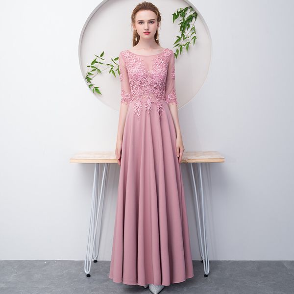 blush pink chiffon a line evening dresses with lace appliques 2019 half sleeves formal prom dress vestido longo, Black;red
blush pink chiffon a line evening dresses with lace appliques 2019 half sleeves formal prom dress vestido longo, Black;red