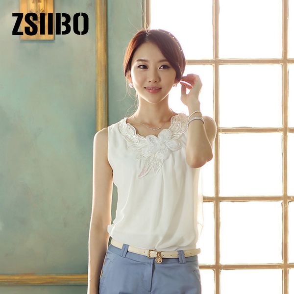 2019 summer shirt sleeveless vest sling bottoming shirt solid color temperament chiffon fashion applique ladies clothes, White
2019 summer shirt sleeveless vest sling bottoming shirt solid color temperament chiffon fashion applique ladies clothes, White