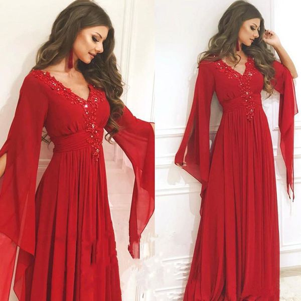 a line evening dresses long sleeves beaded lace applique pleated chiffon prom party gown floor length formal party gown, Black;red
a line evening dresses long sleeves beaded lace applique pleated chiffon prom party gown floor length formal party gown, Black;red