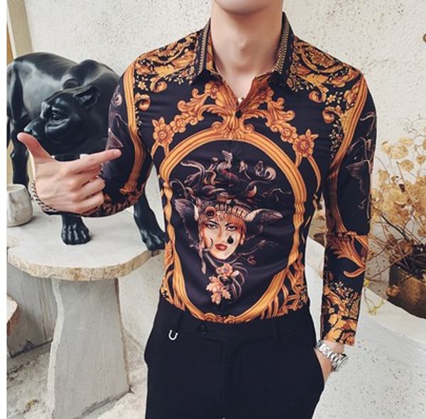 men's long-sleeved shirt korean version of the trend handsome thin shirt autumn hair stylist casual shirt men's clothing, White;black
men's long-sleeved shirt korean version of the trend handsome thin shirt autumn hair stylist casual shirt men's clothing, White;black