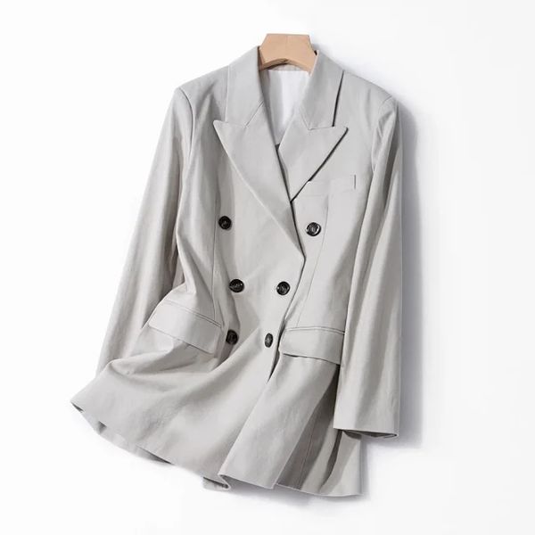 women double breasted blazers long sleeve solid color office lady work female suit coats spring summer, White;black
women double breasted blazers long sleeve solid color office lady work female suit coats spring summer, White;black