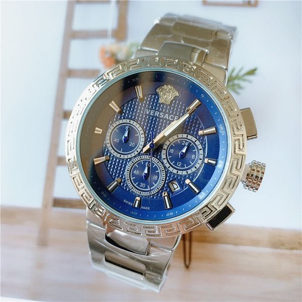 chronograph working brand mens luxury watch stainless steel fashion butterfly buckle multifunctional casual quartz watches, Slivery;brown
chronograph working brand mens luxury watch stainless steel fashion butterfly buckle multifunctional casual quartz watches, Slivery;brown