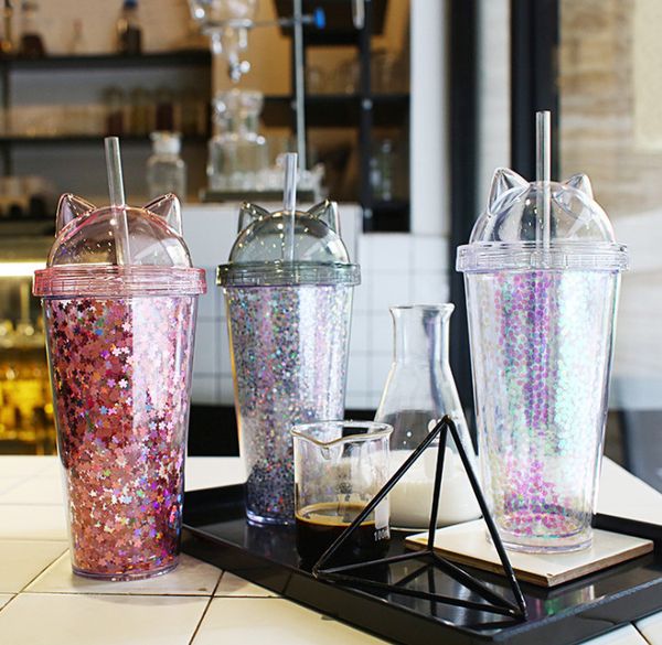 the latest 3 color double-layer plastic straw cups, cat ear glitter double-layer plastic cups, made of food-grade materials safely, shi
the latest 3 color double-layer plastic straw cups, cat ear glitter double-layer plastic cups, made of food-grade materials safely, shi