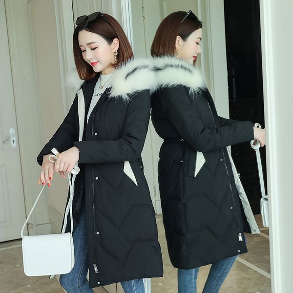 wholesale down cotton women's new slim mid-length long fur collar cotton jacket xs, Black
wholesale down cotton women's new slim mid-length long fur collar cotton jacket xs, Black