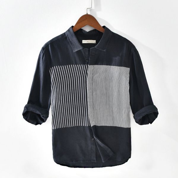 100%linen long sleeve striped shirt spring new men breathable casual classic turn-down collar man clothes y2455, White;black
100%linen long sleeve striped shirt spring new men breathable casual classic turn-down collar man clothes y2455, White;black