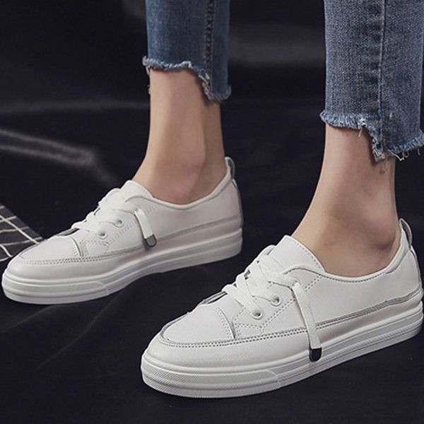 2019 white loafers women shoes fashion solid casual low ankle lace-up flat sneaker shoes rome casual sneaker, Black
2019 white loafers women shoes fashion solid casual low ankle lace-up flat sneaker shoes rome casual sneaker, Black