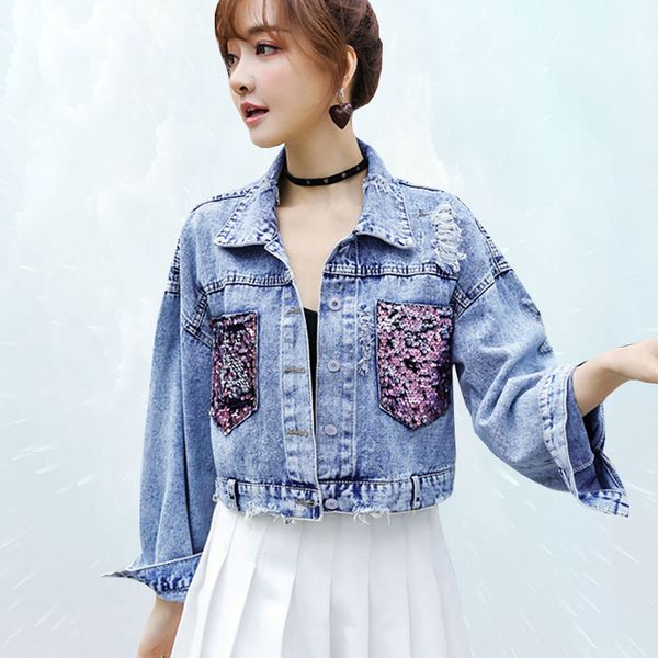 fashion pocket sequins coat loose basic denim jacket 2019 spring autumn jacket women bf harajuku short jean outwear female sl291, Black;brown
fashion pocket sequins coat loose basic denim jacket 2019 spring autumn jacket women bf harajuku short jean outwear female sl291, Black;brown
