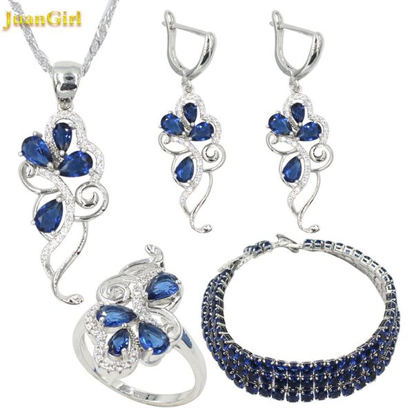 women's dark blue wedding jewelry set 925 logo silver necklace sets for women necklaces drop earring ring bracelet jewelry box
women's dark blue wedding jewelry set 925 logo silver necklace sets for women necklaces drop earring ring bracelet jewelry box