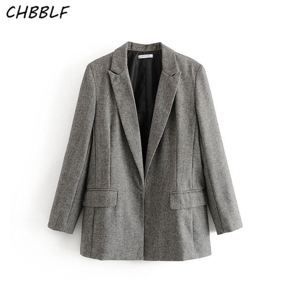 chbblf women elegant open stitch blazer double pockets long sleeve female outwear coat dft27344, White;black
chbblf women elegant open stitch blazer double pockets long sleeve female outwear coat dft27344, White;black