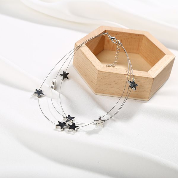 3 layers thin chains 8 metallic stars personalized choker adjustable silver necklaces for women
3 layers thin chains 8 metallic stars personalized choker adjustable silver necklaces for women