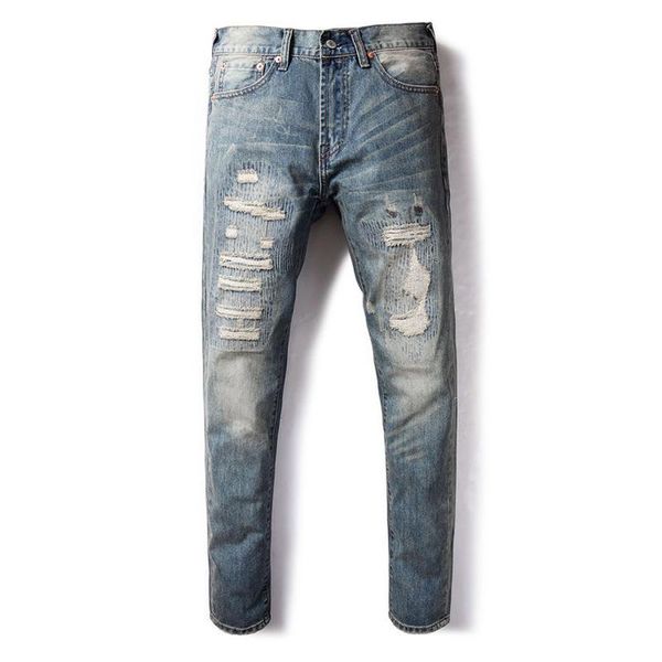 2020 fashion autumn and winter new trend hole men's jeans nostalgic washed micro-elastic slim small straight embroidered patch men', Blue
2020 fashion autumn and winter new trend hole men's jeans nostalgic washed micro-elastic slim small straight embroidered patch men', Blue