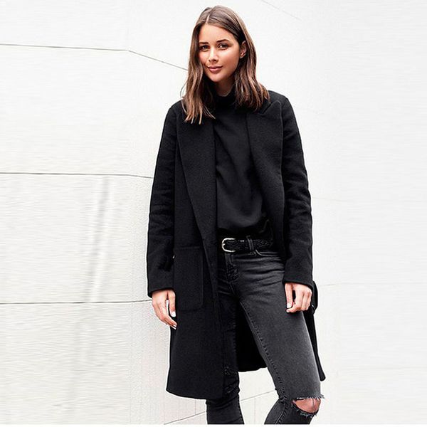 2019 women's autumn winter new large size loose thick solid color lapel in the long woolen coat woolen coat femaleaa111, Black
2019 women's autumn winter new large size loose thick solid color lapel in the long woolen coat woolen coat femaleaa111, Black