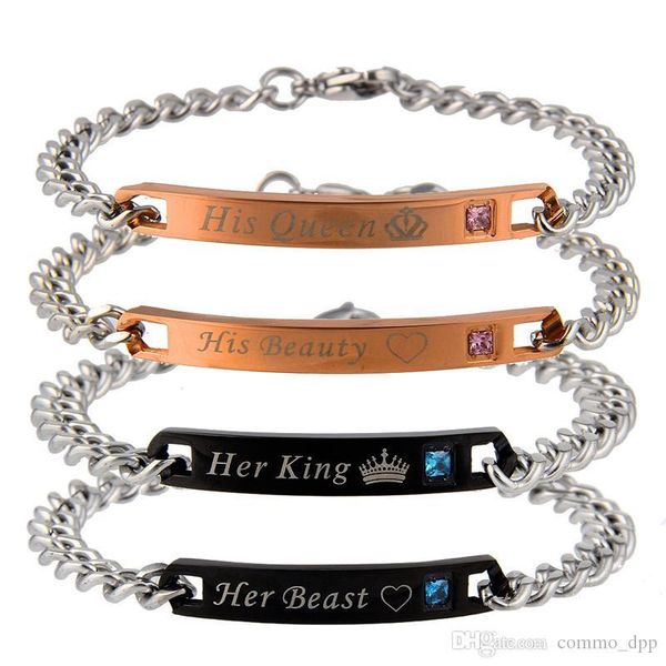 titanium steel bracelets her king his queen her beast his beauty lettering crown love couple bangle for men&women s fashion jewelry, Golden;silver
titanium steel bracelets her king his queen her beast his beauty lettering crown love couple bangle for men&women s fashion jewelry, Golden;silver