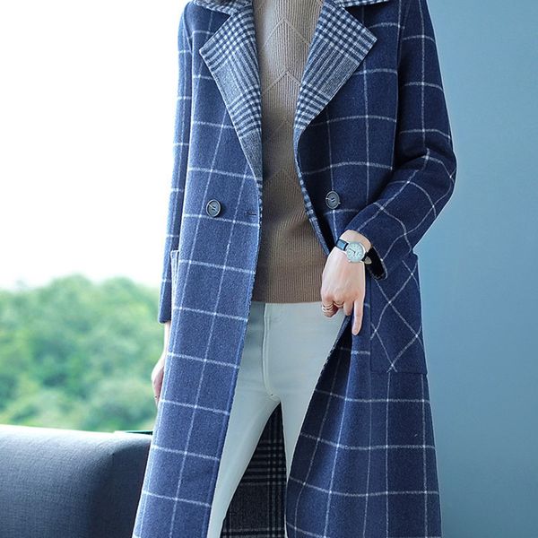 long woolen blends cashmere coats for women 2019 autumn winter ladies jackets plus size overcoats navy plaid double sided, Black
long woolen blends cashmere coats for women 2019 autumn winter ladies jackets plus size overcoats navy plaid double sided, Black
