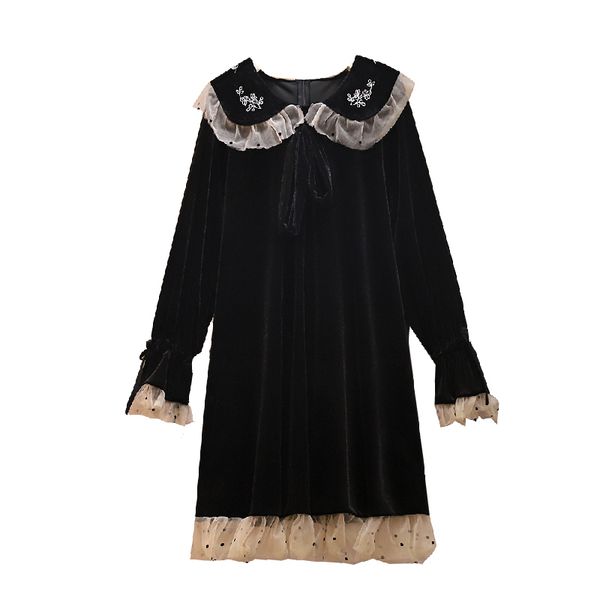 women elegant velvet party black dress long sleeve loose casual autumn spring large plus size 5xl big dress dolly cute, Black;gray
women elegant velvet party black dress long sleeve loose casual autumn spring large plus size 5xl big dress dolly cute, Black;gray
