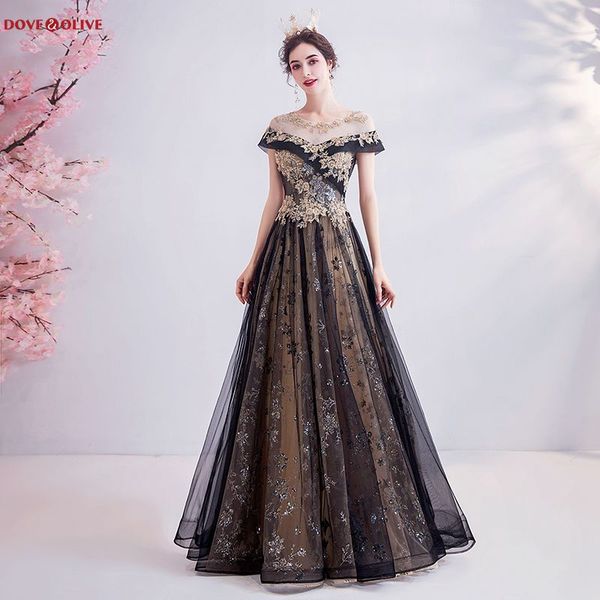 black sequined evening dresses long short sleeves 2020 scoop neck a line floor length lace up back prom gown formal party woman, White;black
black sequined evening dresses long short sleeves 2020 scoop neck a line floor length lace up back prom gown formal party woman, White;black