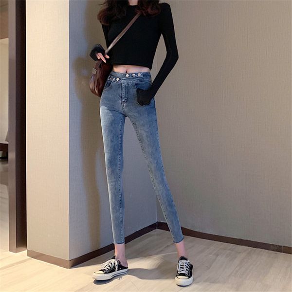 real s2020 fashion temperament korean high-waisted jeans women's casual stretch tight skinny feet nine points pencil pants, Blue
real s2020 fashion temperament korean high-waisted jeans women's casual stretch tight skinny feet nine points pencil pants, Blue