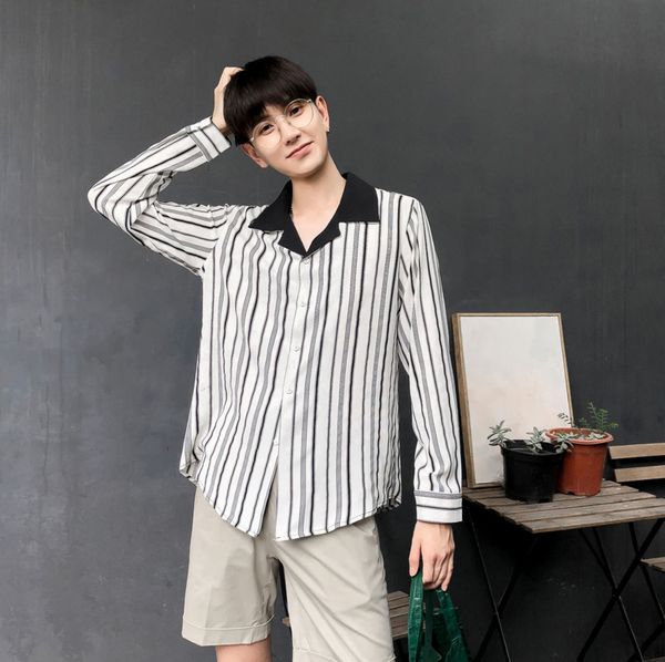 men's casual shirts 2021 spring and autumn youth stripe contrasting design long sleeve shirt fashion wild black / white, White;black
men's casual shirts 2021 spring and autumn youth stripe contrasting design long sleeve shirt fashion wild black / white, White;black