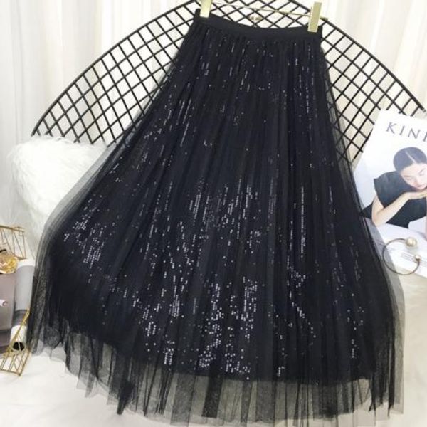 2020 summer women net yarn sequin skirts planet embroidery pleated mesh skirt for girls fairy long skirt female dv33, Black
2020 summer women net yarn sequin skirts planet embroidery pleated mesh skirt for girls fairy long skirt female dv33, Black