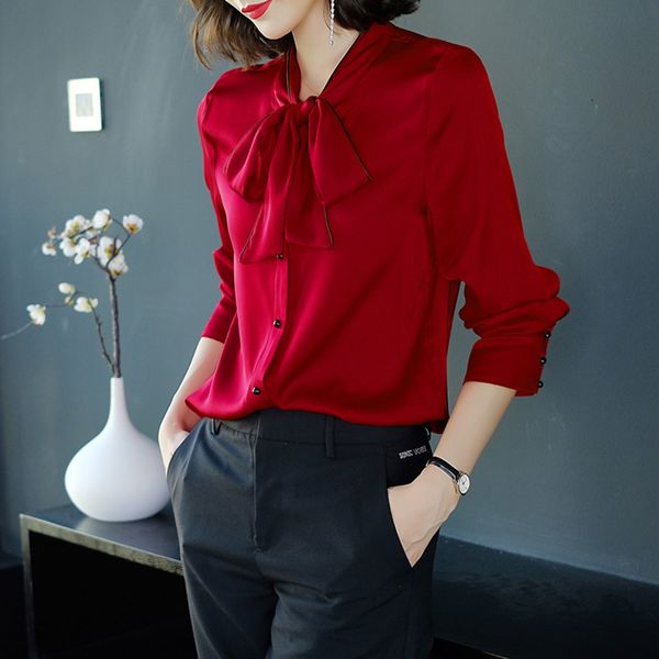 2020 designer women's blouses bow ribbon chiffon long sleeve shirt temperament slim blouse womens summer embroidered clothing, White
2020 designer women's blouses bow ribbon chiffon long sleeve shirt temperament slim blouse womens summer embroidered clothing, White