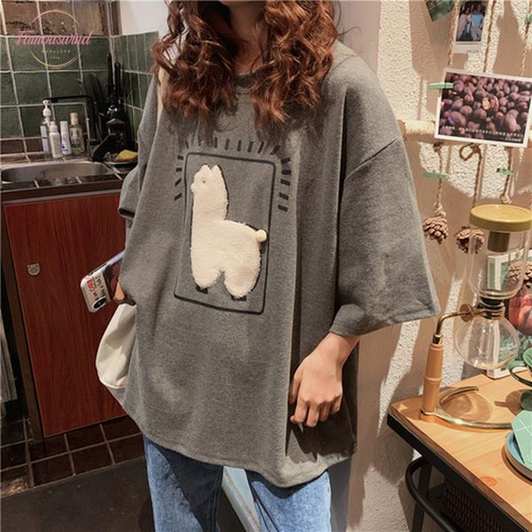 мультфильм альпака животных printed повседневный письмо сыпучие негабаритные корейский стиль 2020 лето с коротким рукавом женщины лучшие жен, White
мультфильм альпака животных printed повседневный письмо сыпучие негабаритные корейский стиль 2020 лето с коротким рукавом женщины лучшие жен, White