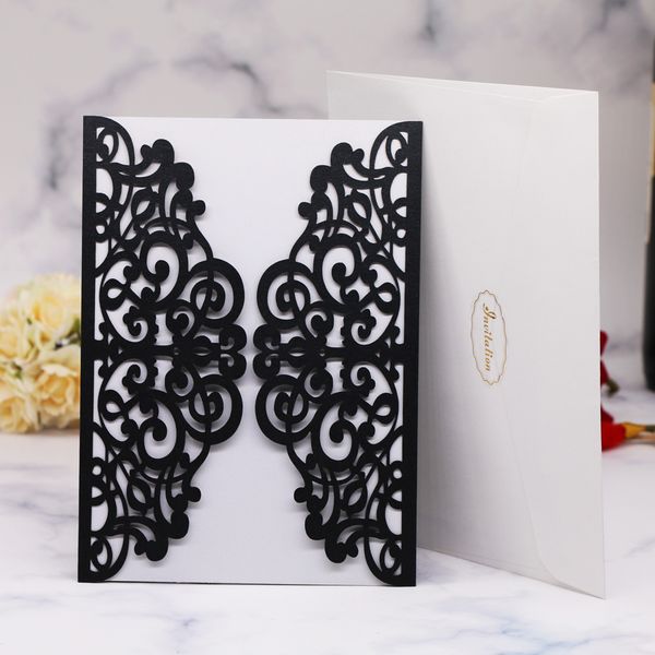 european style wedding invitation card with lace patterns for wedding engagement ceremony decoration multicolor blessing card, Black
european style wedding invitation card with lace patterns for wedding engagement ceremony decoration multicolor blessing card, Black