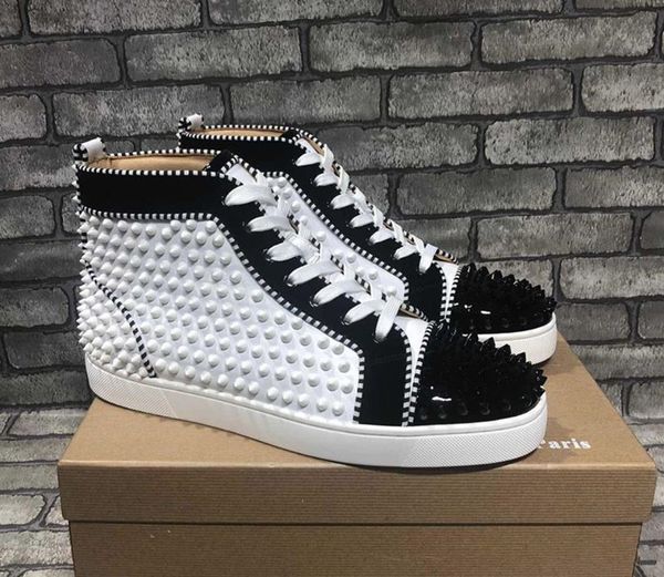 full spiked high sneakers red bottom sole flats men's shoes sneaker sporty spikes patent leather veau velours luxury designers orlato, Black
full spiked high sneakers red bottom sole flats men's shoes sneaker sporty spikes patent leather veau velours luxury designers orlato, Black