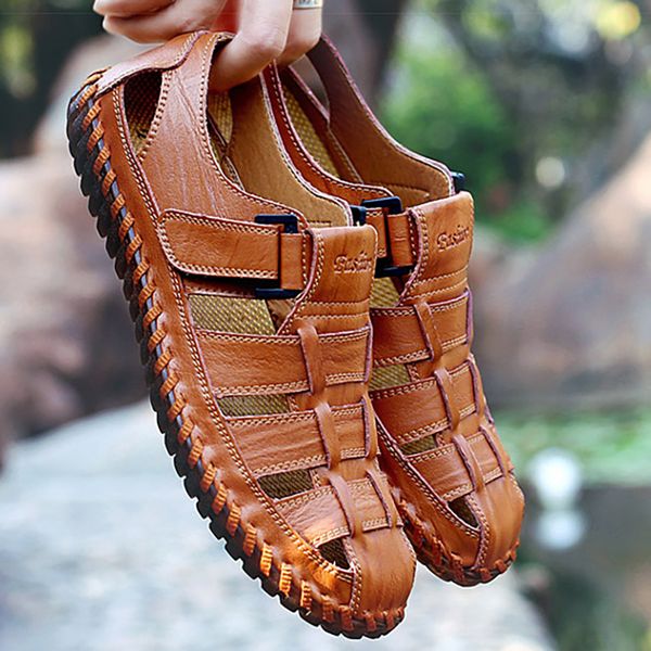 38-47 men's sandals baotou leather summer casual breathable beach men slide #9006, Black
38-47 men's sandals baotou leather summer casual breathable beach men slide #9006, Black