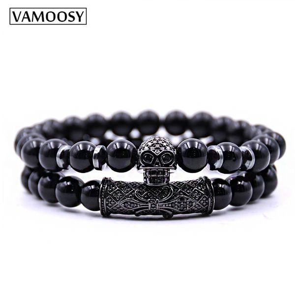vamoosy 2pcs natural beads strand bracelet micro pave cz skeleton skull black lava rock stone energy men european buddha jewelry
vamoosy 2pcs natural beads strand bracelet micro pave cz skeleton skull black lava rock stone energy men european buddha jewelry